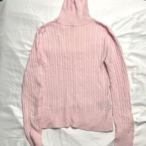 Cashmere Angora Blend Cable Knit Turtleneck Sweater M